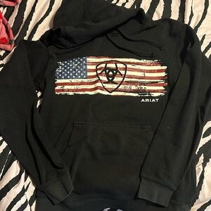 Ariat Black Hoodie with American Flag Design